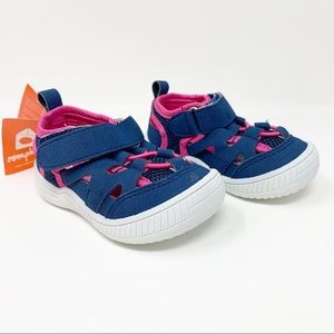 oomphies Navy baby sneaker in navy and pink